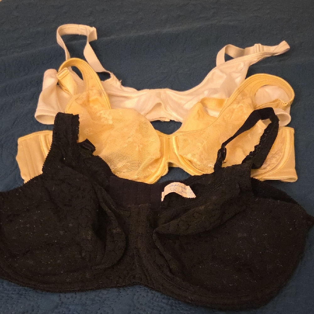Cacique Women's Lace Bra Trio - Black, Yellow, White